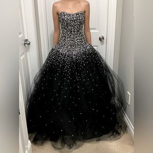 Custom ordered black corset prom dress.